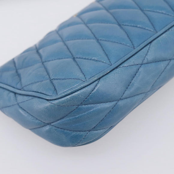 Miu Miu Shoulder Bag Leather Blue Gold Tone Auth 205826V