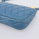 Miu Miu Shoulder Bag Leather Blue Gold Tone Auth 205826V-16