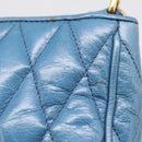Miu Miu Shoulder Bag Leather Blue Gold Tone Auth 205826V-9