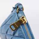 Miu Miu Shoulder Bag Leather Blue Gold Tone Auth 205826V-10