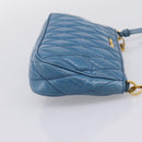 Miu Miu Shoulder Bag Leather Blue Gold Tone Auth 205826V-4