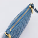 Miu Miu Shoulder Bag Leather Blue Gold Tone Auth 205826V-6