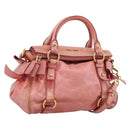 Miu Miu Vitellolux Hand Bag Leather 2way Pink Gold Auth 205828V-1