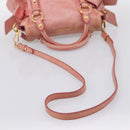 Miu Miu Vitellolux Hand Bag Leather 2way Pink Gold Auth 205828V-10