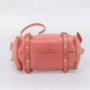 Miu Miu Vitellolux Hand Bag Leather 2way Pink Gold Auth 205828V-5