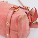 Miu Miu Vitellolux Hand Bag Leather 2way Pink Gold Auth 205828V-16