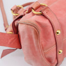 Miu Miu Vitellolux Hand Bag Leather 2way Pink Gold Auth 205828V-17