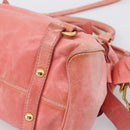 Miu Miu Vitellolux Hand Bag Leather 2way Pink Gold Auth 205828V-18