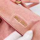 Miu Miu Vitellolux Hand Bag Leather 2way Pink Gold Auth 205828V-20