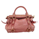Miu Miu Vitellolux Hand Bag Leather 2way Pink Gold Auth 205828V-13
