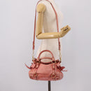 Miu Miu Vitellolux Hand Bag Leather 2way Pink Gold Auth 205828V-25