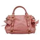 Miu Miu Vitellolux Hand Bag Leather 2way Pink Gold Auth 205828V-2