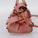 Miu Miu Vitellolux Hand Bag Leather 2way Pink Gold Auth 205828V-3
