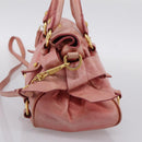 Miu Miu Vitellolux Hand Bag Leather 2way Pink Gold Auth 205828V-4