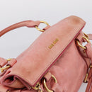 Miu Miu Vitellolux Hand Bag Leather 2way Pink Gold Auth 205828V-6
