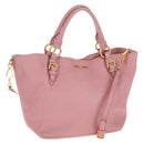 Miu Miu Hand Bag Leather 2way Pink Gold Tone Auth 205829A-1