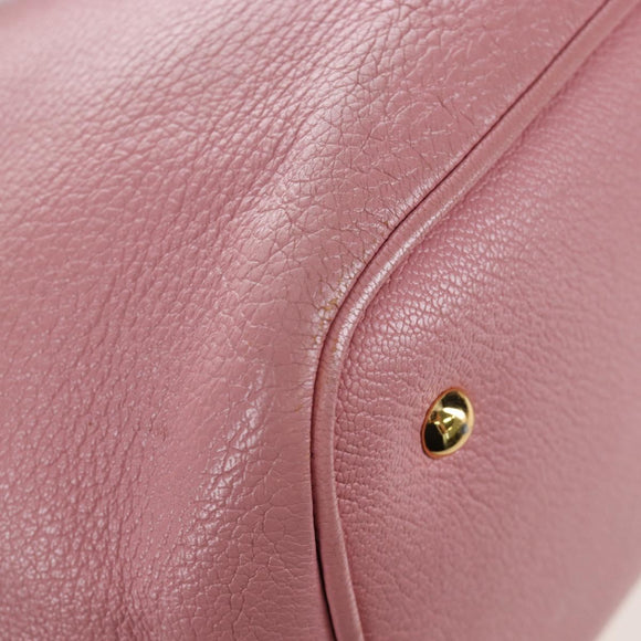 Miu Miu Hand Bag Leather 2way Pink Gold Tone Auth 205829A