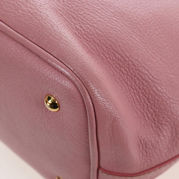 Miu Miu Hand Bag Leather 2way Pink Gold Tone Auth 205829A
