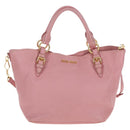Miu Miu Hand Bag Leather 2way Pink Gold Tone Auth 205829A-13