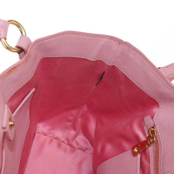 Miu Miu Hand Bag Leather 2way Pink Gold Tone Auth 205829A