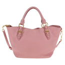 Miu Miu Hand Bag Leather 2way Pink Gold Tone Auth 205829A-2