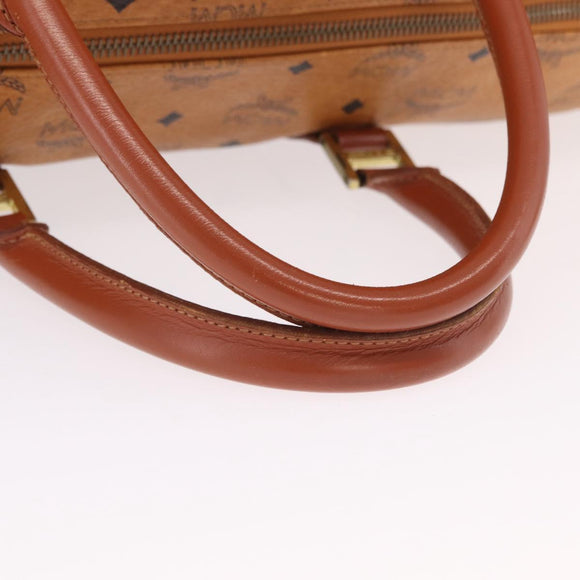 MCM Vicetos Boston Bag PVC Leather 2way Brown Gold Tone Auth 205832A