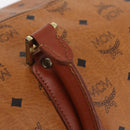MCM Vicetos Boston Bag PVC Leather 2way Brown Gold Tone Auth 205832A-16