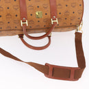 MCM Vicetos Boston Bag PVC Leather 2way Brown Gold Tone Auth 205832A-10