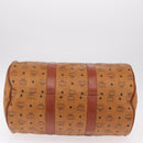 MCM Vicetos Boston Bag PVC Leather 2way Brown Gold Tone Auth 205832A-8