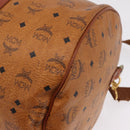 MCM Vicetos Boston Bag PVC Leather 2way Brown Gold Tone Auth 205832A-24