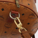 MCM Vicetos Boston Bag PVC Leather 2way Brown Gold Tone Auth 205832A-25