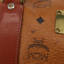 MCM Vicetos Boston Bag PVC Leather 2way Brown Gold Tone Auth 205832A-2
