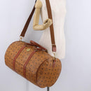 MCM Vicetos Boston Bag PVC Leather 2way Brown Gold Tone Auth 205832A-30