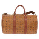 MCM Vicetos Boston Bag PVC Leather 2way Brown Gold Tone Auth 205832A-3