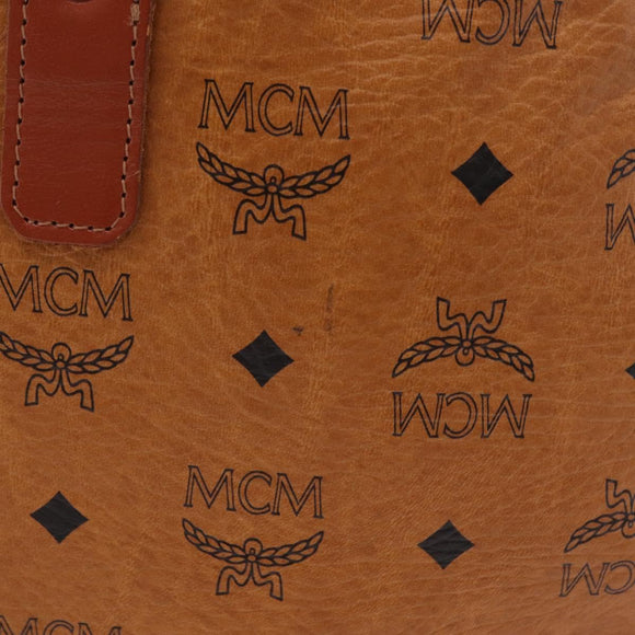MCM Vicetos Boston Bag PVC Leather 2way Brown Gold Tone Auth 205832A