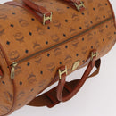 MCM Vicetos Boston Bag PVC Leather 2way Brown Gold Tone Auth 205832A-14