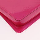 LOUIS VUITTON Monogram Vernis Motto Pouch Fuchsia Pink M91225 LV Auth 205834V-16