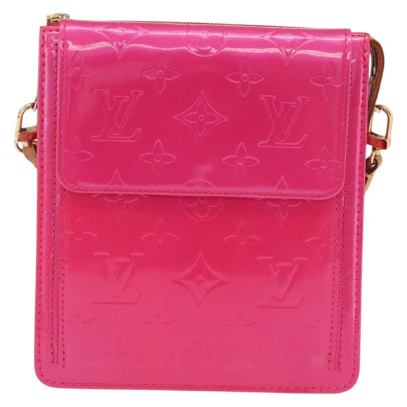 LOUIS VUITTON Monogram Vernis Motto Pouch Fuchsia Pink M91225 LV Auth 205834V