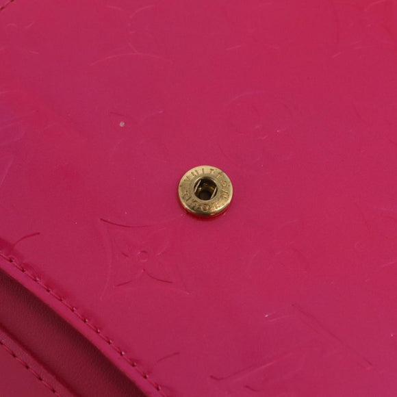 LOUIS VUITTON Monogram Vernis Motto Pouch Fuchsia Pink M91225 LV Auth 205834V