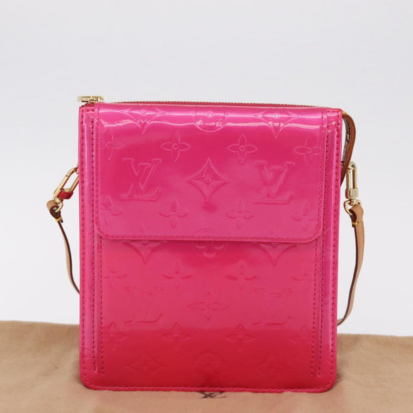 LOUIS VUITTON Monogram Vernis Motto Pouch Fuchsia Pink M91225 LV Auth 205834V