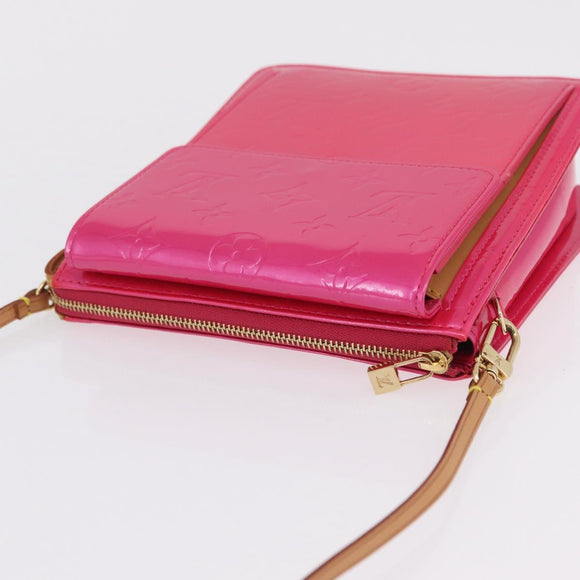 LOUIS VUITTON Monogram Vernis Motto Pouch Fuchsia Pink M91225 LV Auth 205834V
