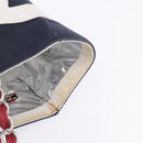 CHANEL Choco Bar Chain Shoulder Tote Bag Canvas Navy Silver CC Auth 205836A-11