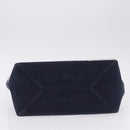 CHANEL Choco Bar Chain Shoulder Tote Bag Canvas Navy Silver CC Auth 205836A-15