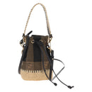 FENDI Pequin Canvas Montrezor Shoulder Bag 2way Brown Black Auth 205842V-1