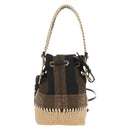 FENDI Pequin Canvas Montrezor Shoulder Bag 2way Brown Black Auth 205842V-3