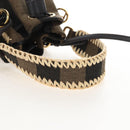 FENDI Pequin Canvas Montrezor Shoulder Bag 2way Brown Black Auth 205842V-7