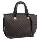 CELINE Macadam Hand Bag PVC Leather 2way Black Gold Tone Auth 205852-1