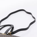 CELINE Macadam Hand Bag PVC Leather 2way Black Gold Tone Auth 205852-15