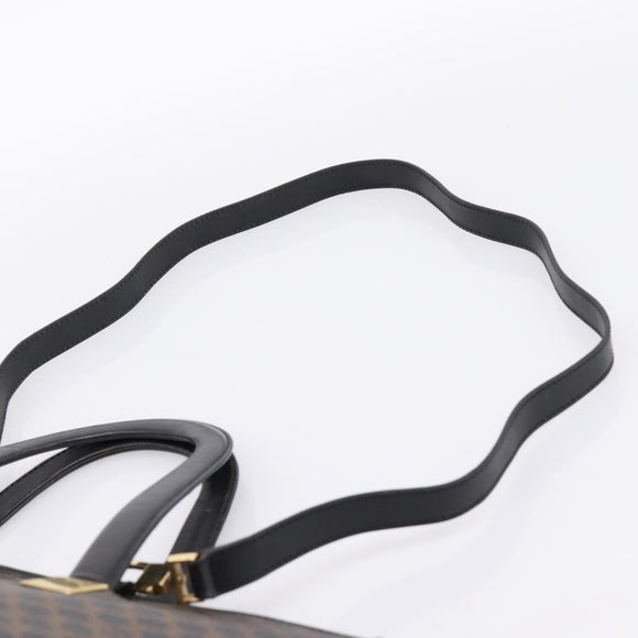 CELINE Macadam Hand Bag PVC Leather 2way Black Gold Tone Auth 205852