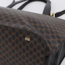 CELINE Macadam Hand Bag PVC Leather 2way Black Gold Tone Auth 205852-16